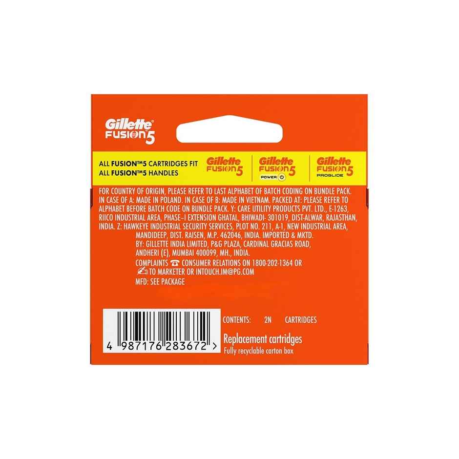 Gillette Fusion Manual Shaving Razor Blades For Men (2 Cartridges)