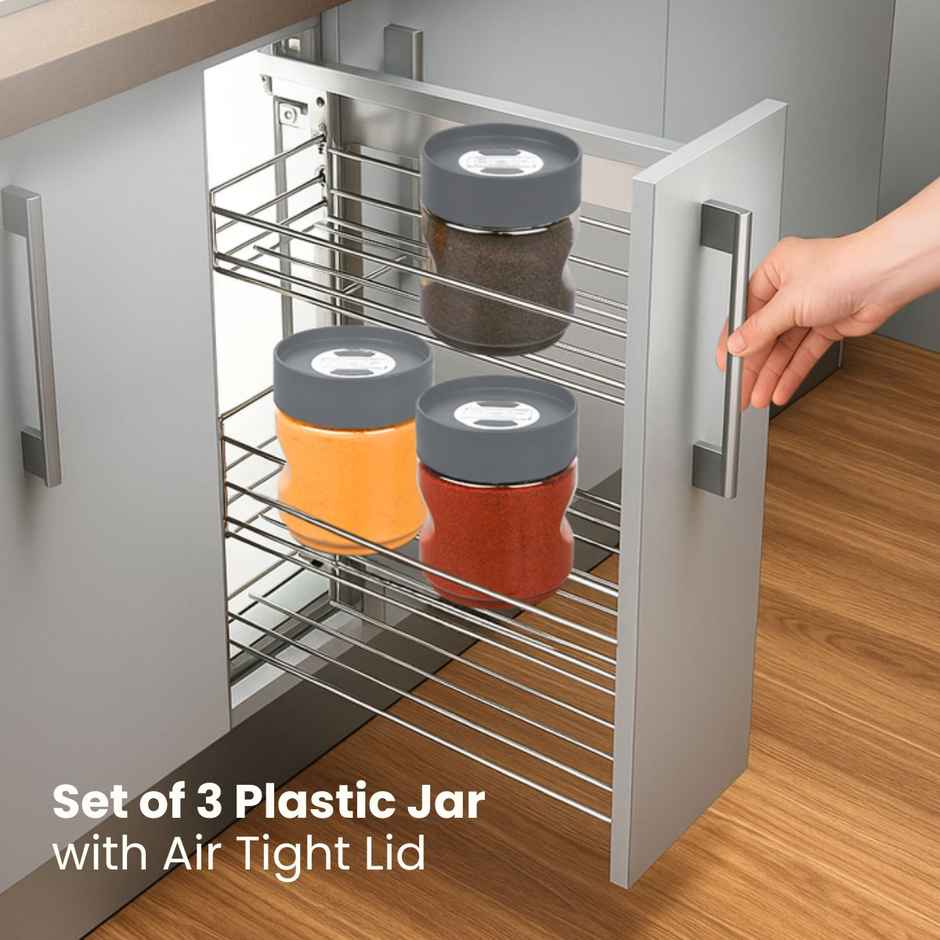Flair Plastic Stackup Pet Jar Set Of 3 Pcs 500 ml (Gray), Transparent