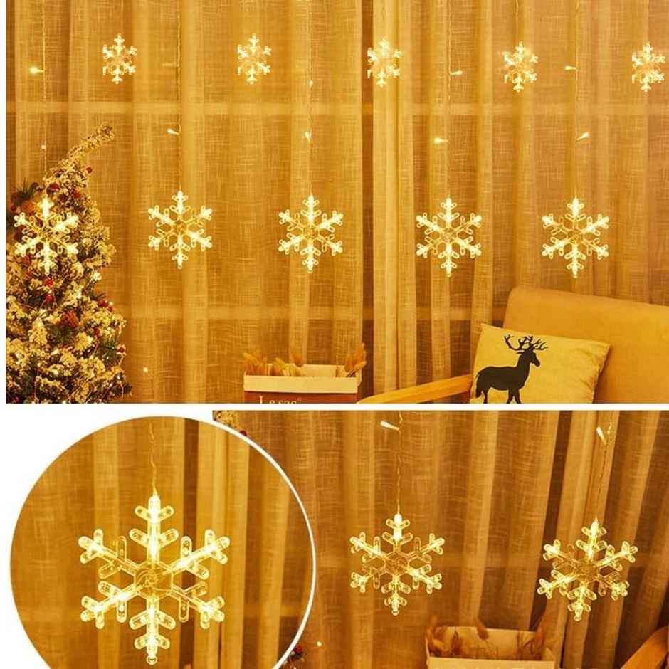 Desidiya Festive Christmas & Diwali Snowflake Led Curtain Lights For Window