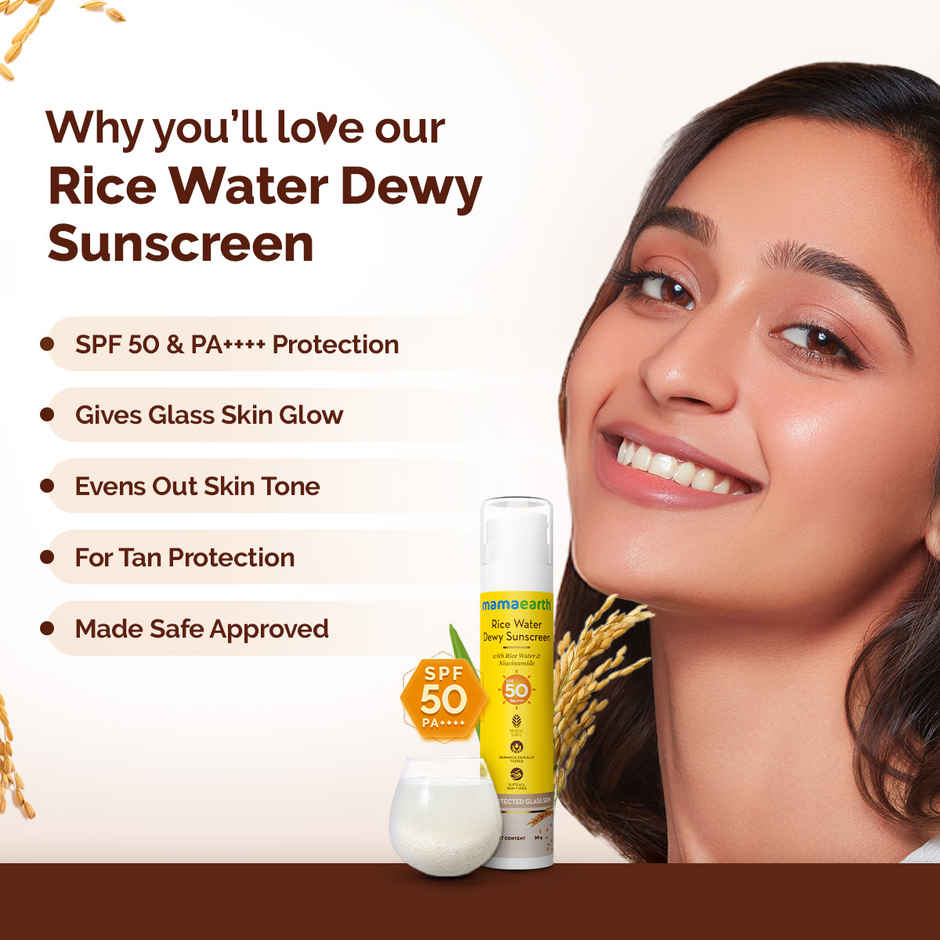 Mamaearth Rice Water Dewy Sunscreen for Tan Protection