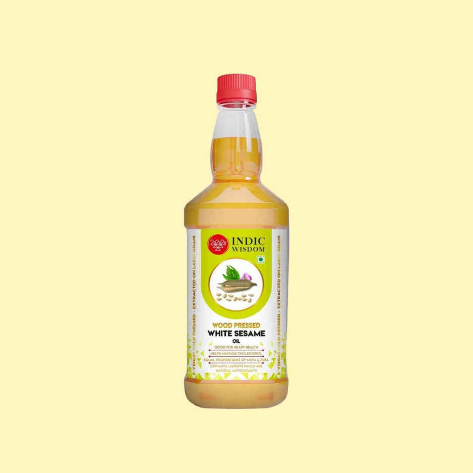 Indic Wisdom White Sesame (Til-Gingelly) Wood Cold Pressed Oil | Extracted On Wooden Churner