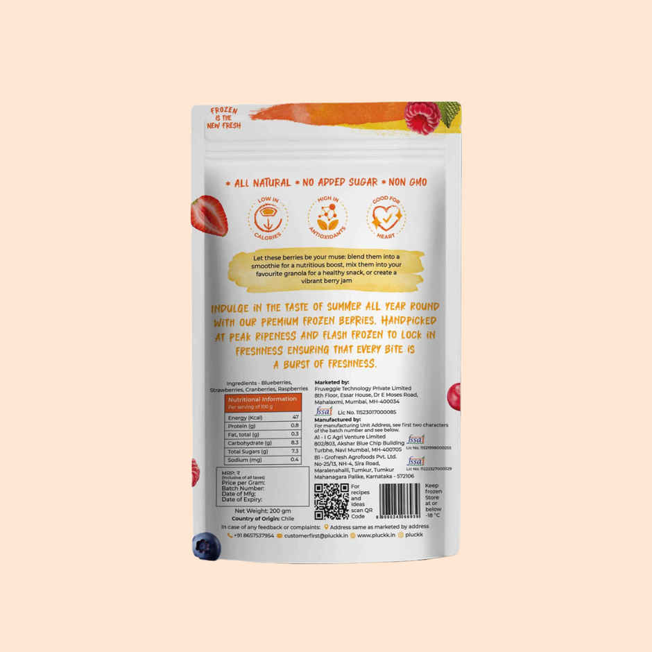 Pluckk Fresh Frozen Imported Mixed Berries Natural | Non-Gmo | Rich In Antioxidants And Vitamin C
