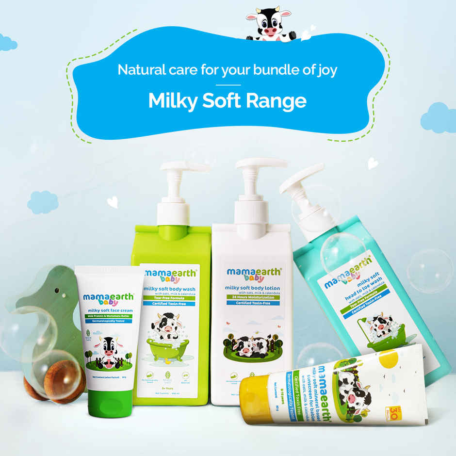 Mamaearth Milky Soft Head To Toe Wash With Oats, Milk, And Calendula For Babies