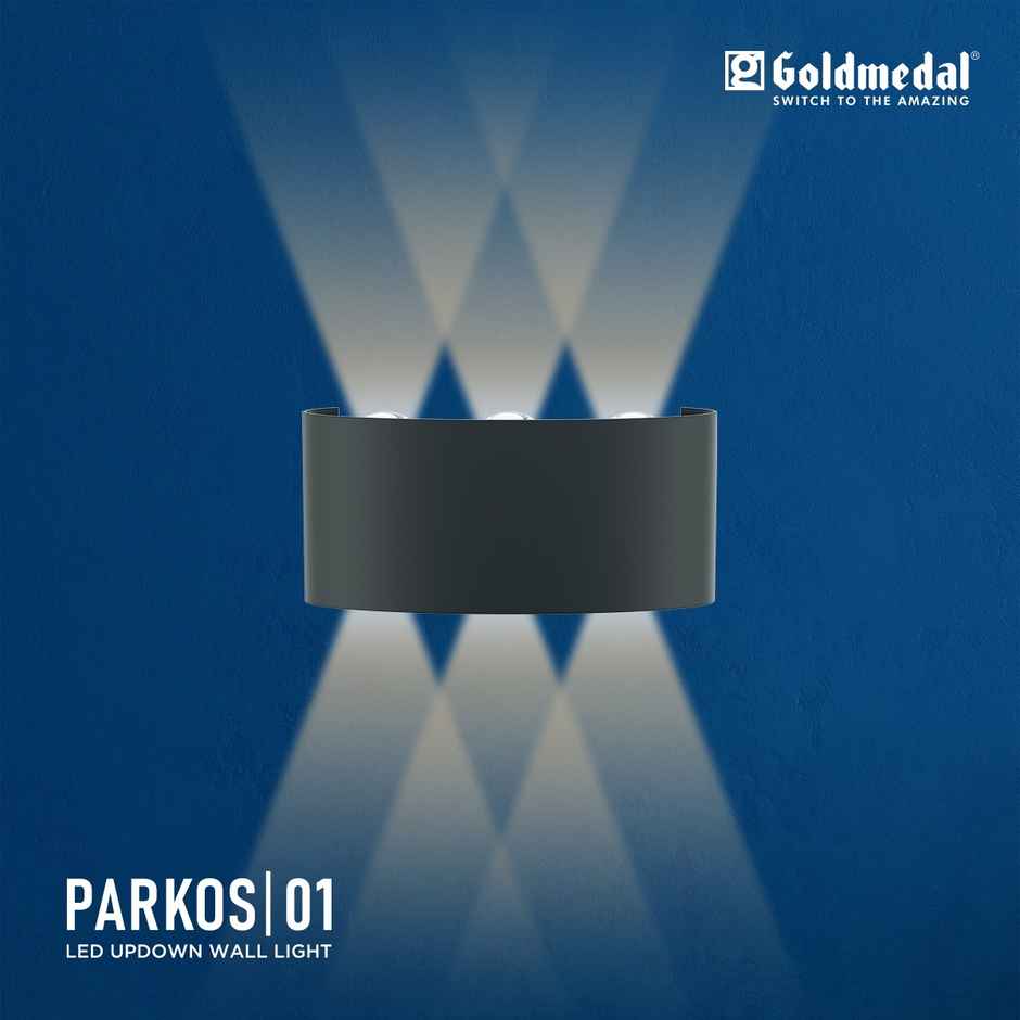 Gold Medal Parkos 01 6W Up-Down LED Outdoor Wall Light | IP54 Waterproof Exterior Wall Mount | Decorative Indoor/Outdoor Light for Garden, Balcony & Gate
