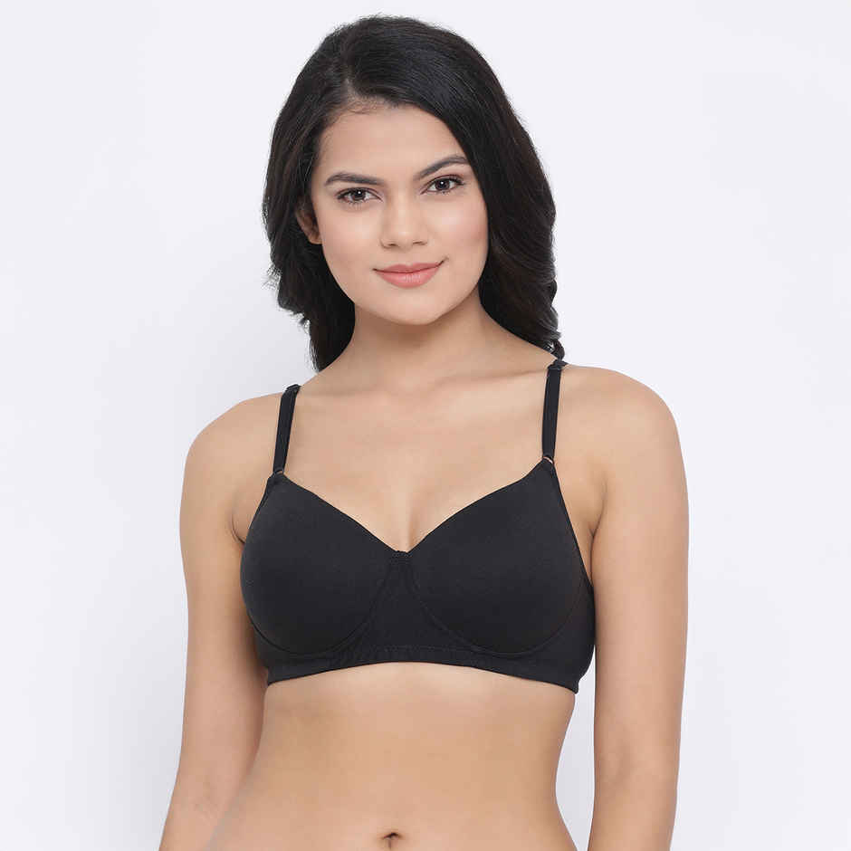 Clovia Women's Padded Non-Wired Full Coverage T-Shirt Bra | Black - 36 D