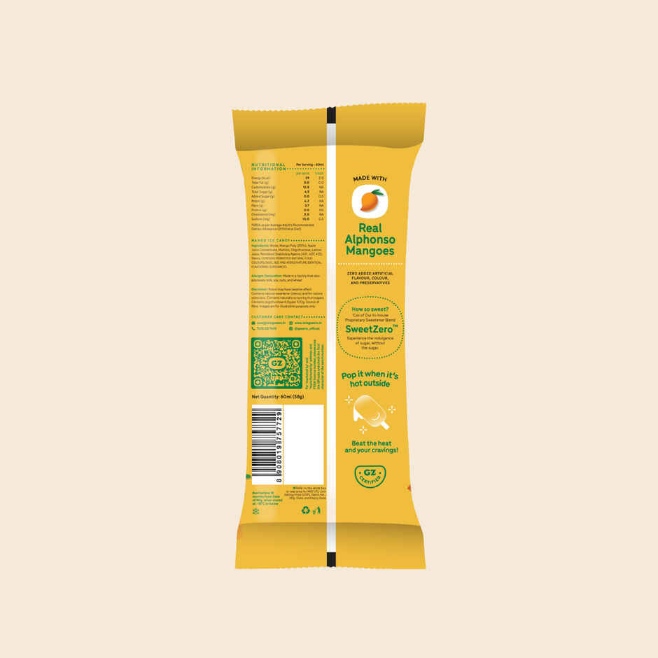 Go Zero Tropical Mango Guilt Free Fruit Pops