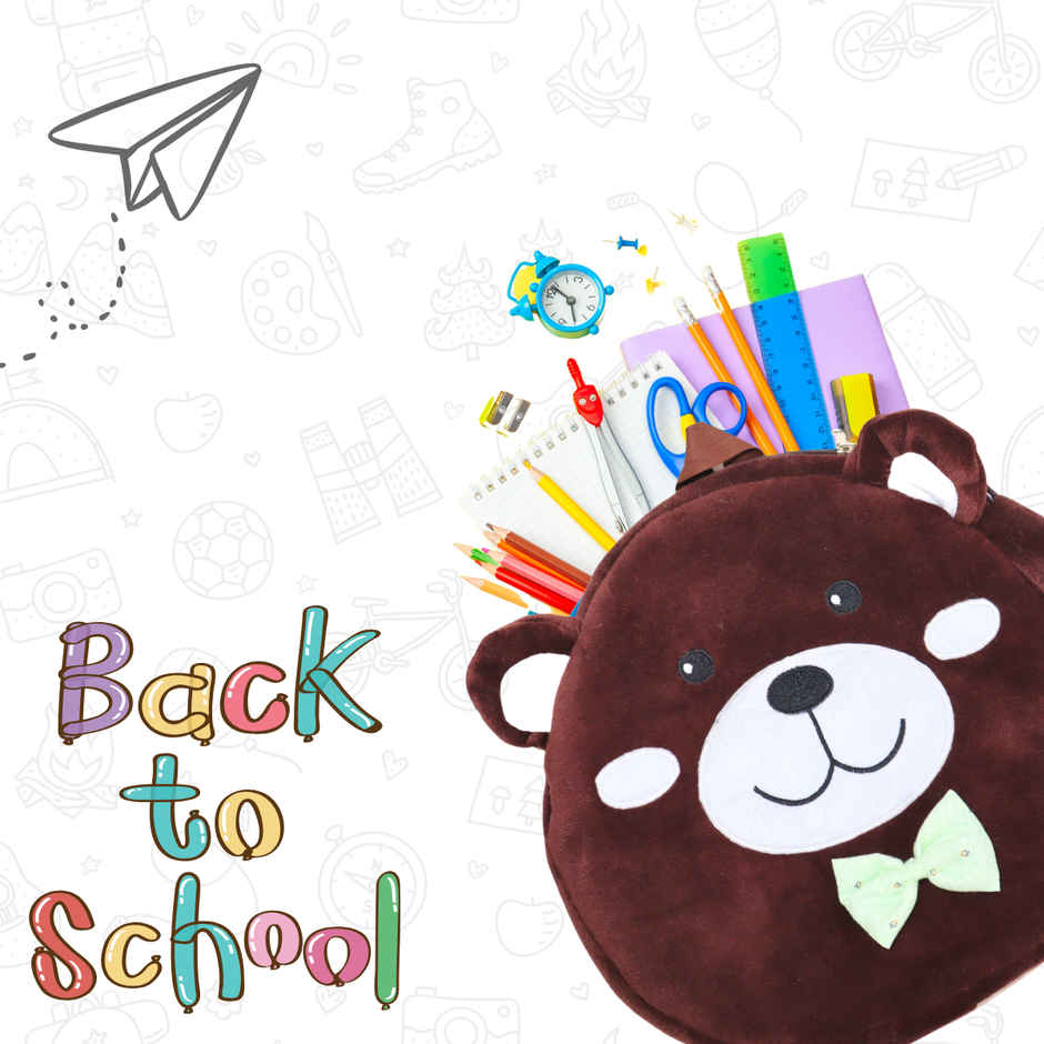 Toytales Teddy Bear Face Bag | Plush Backpack | Kids School Bag | Birthday Gift