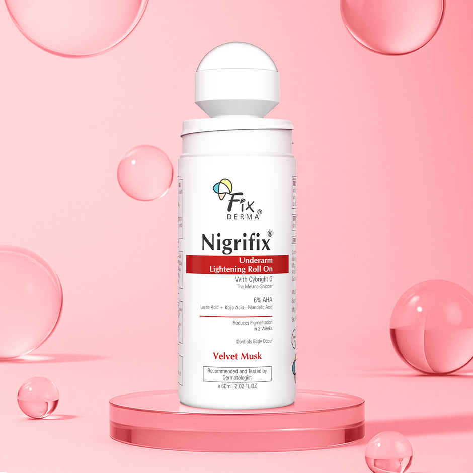 Fixderma 6% AHA Nigrifix Underarm Velvet Musk Roll On, Exfoliates & Brightens Skin