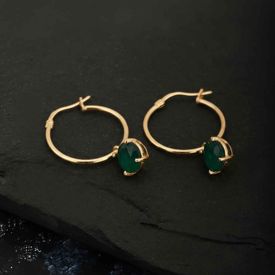 Carlton London 18kt Gold Plated with Glass Bead Hoop Earring | B823129E-1