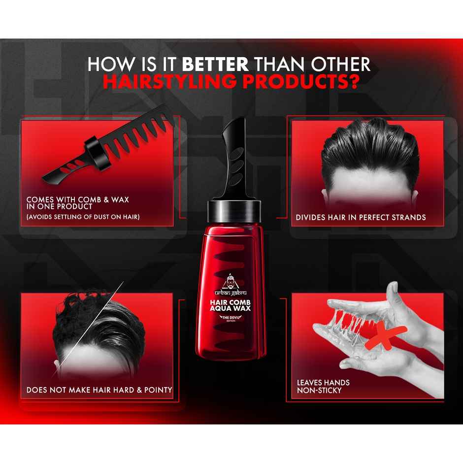 Urbangabru Aqua Hair Wax | Strong Hold | High Shine | 2-In-1 Men's Styling Wax | Wet Look