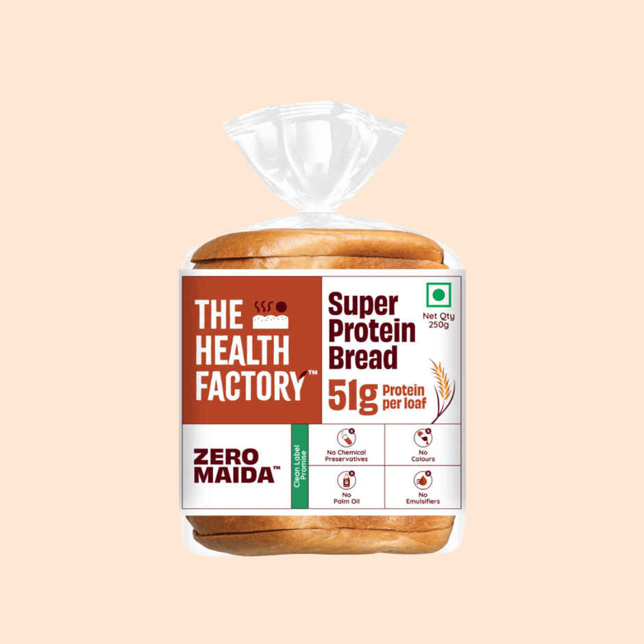 The Health Factory Super Protein Bread | Zero Maida | 51g High Protein | Whole Wheat Bread