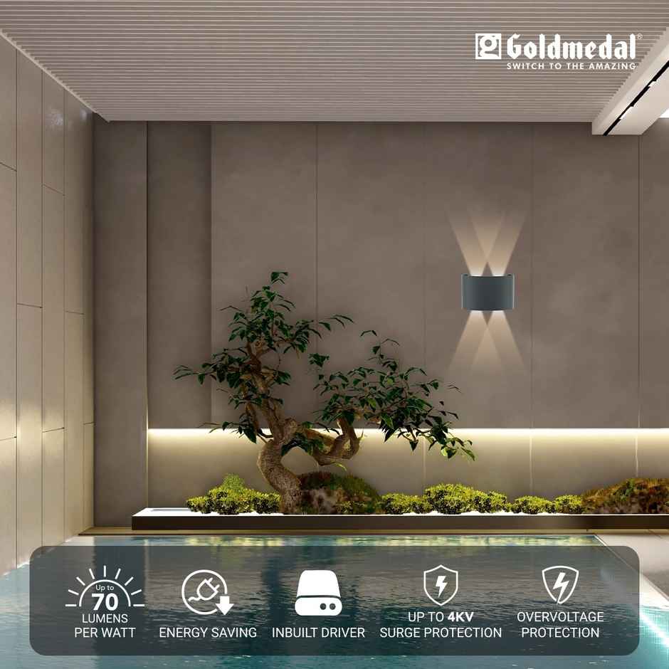 Gold Medal Parkos 01 4W Up-Down LED Outdoor Wall Light | IP54 Waterproof Exterior Wall Mount | Decorative Indoor/Outdoor Light for Garden, Balcony & Gate