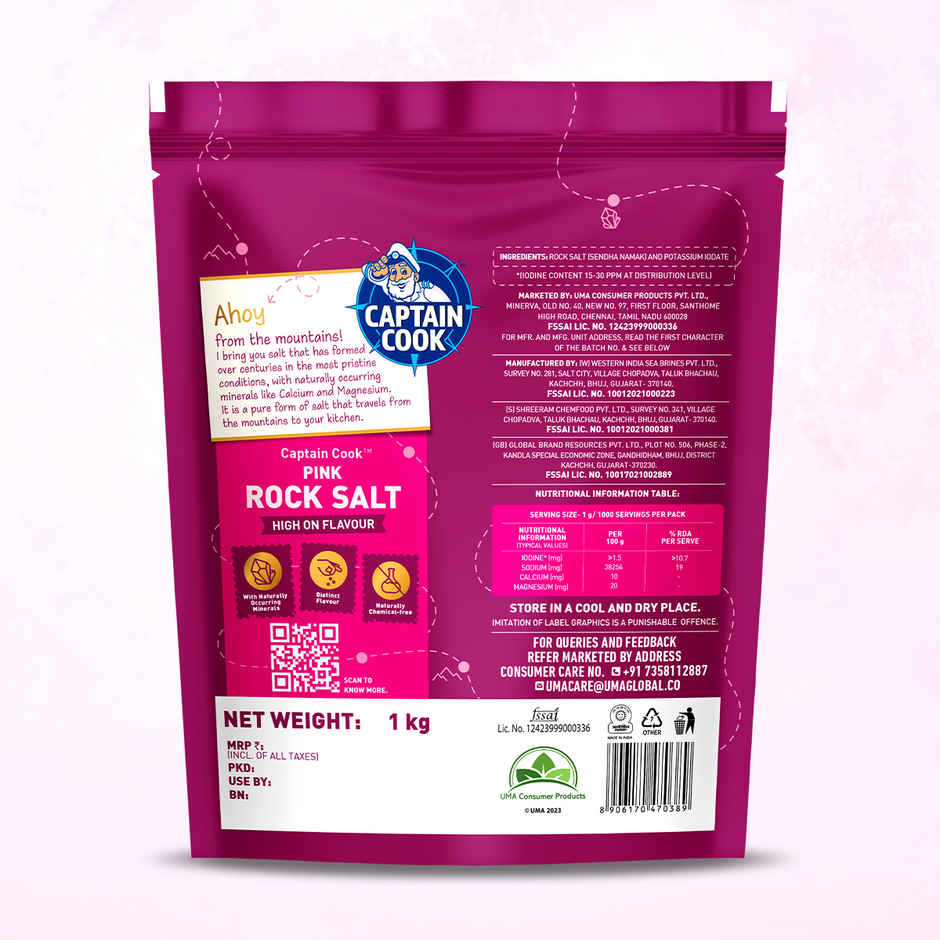 Captain Cook Pink Rock Salt | Premium Iodised Sendha Namak | Himalayan Pink Salt