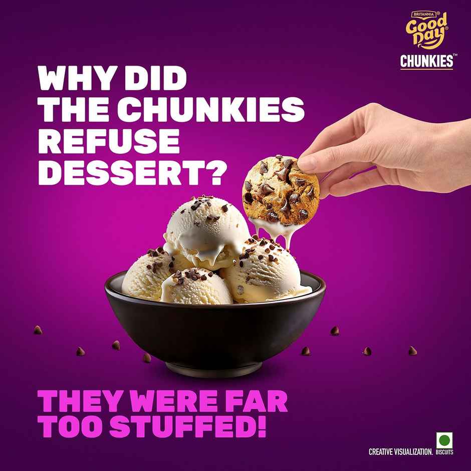 Britannia Good Day Chunkies Choc Chip Cookies (75g) & Amul Vanilla Magic Ice Cream Tub (1L) Combo