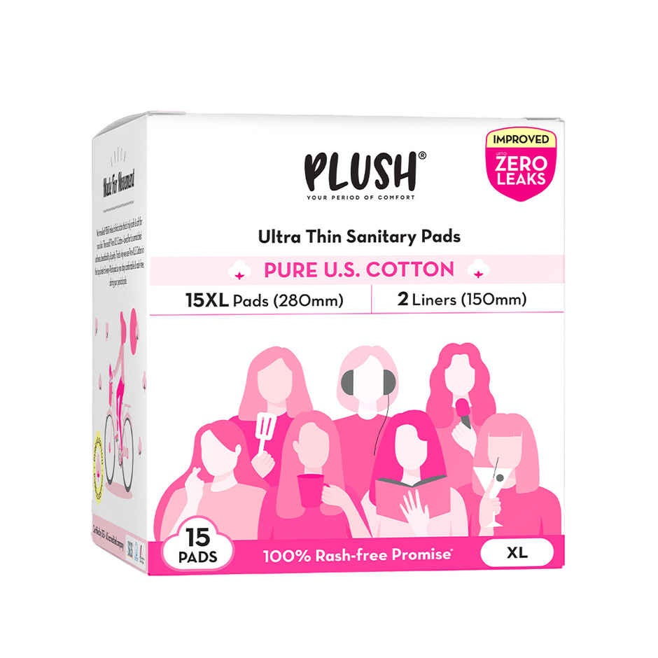 Plush Ultra Thin Sanitary Pads | XL | 15 pcs