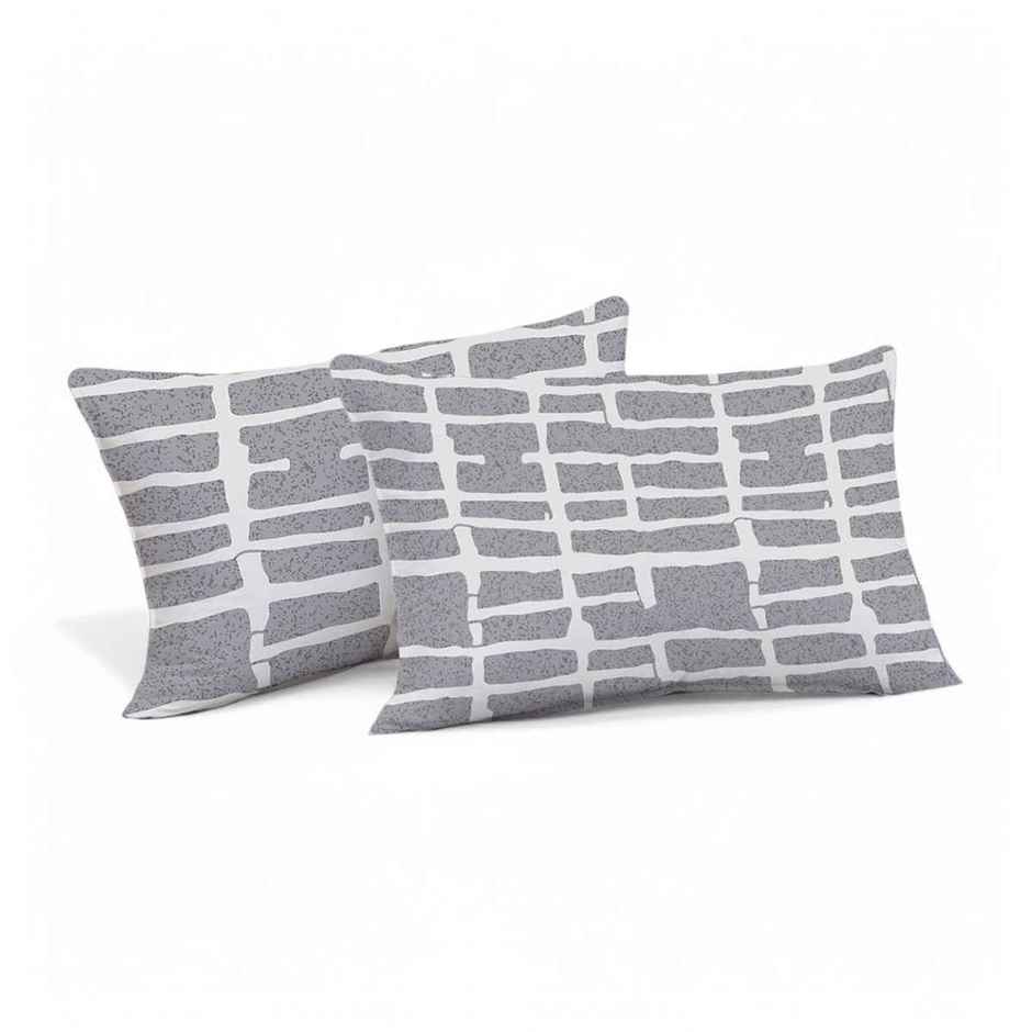 Elegant Weavers Sintra Double Abstract Bedsheet | With 2 Pillow Covers | White & Grey | 87 x 98 in