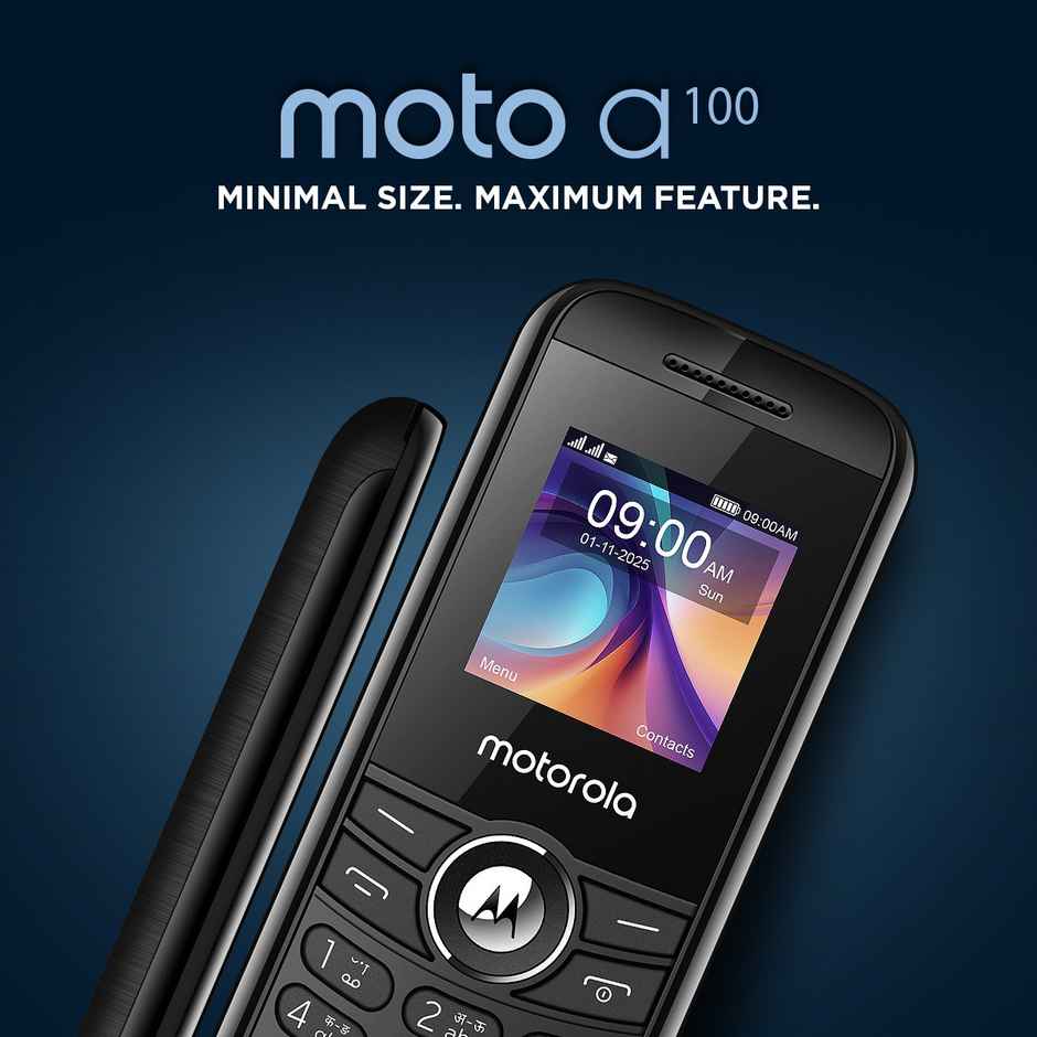 Motorola A100 Single SIM Keypad Phone | Long Lasting Battery | Loud Sound | Wireless FM | Black