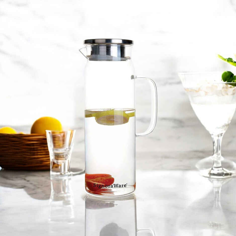 SignoraWare Lifestyle Borosilicate Glass Jug With Steel Lid 1500Ml, 1461Clear