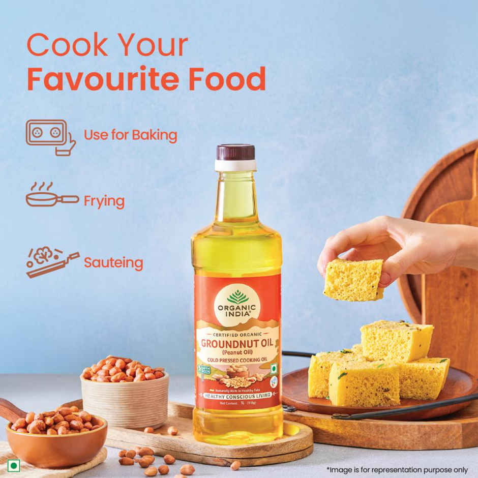 A TATA Product - Organic India Groundnut (Peanut) Oil, Cold Pressed Unrefined Oil