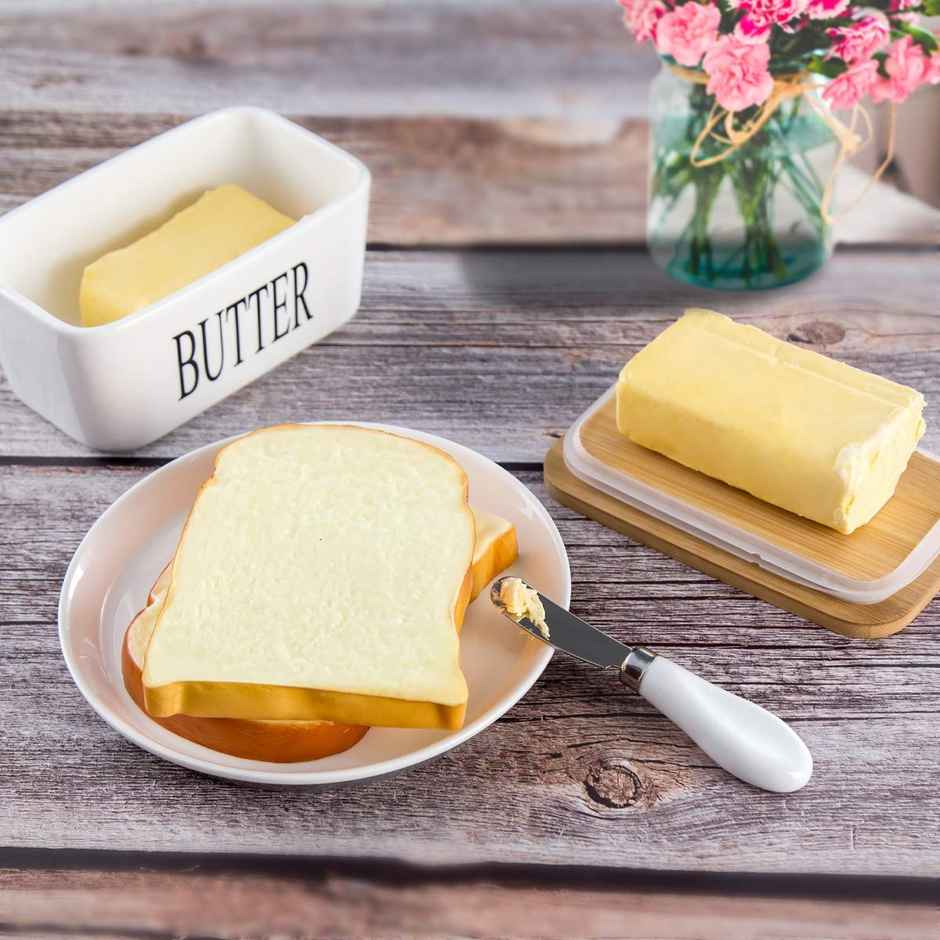 DALUCI Ceramic Butter Dish Airtight Keeper With Lid For East West Coast Butter