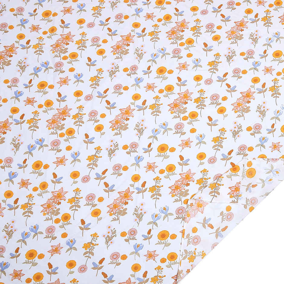 Status Value Single Bedsheet 150 cm X 200 cm Dsn 2 Floral White