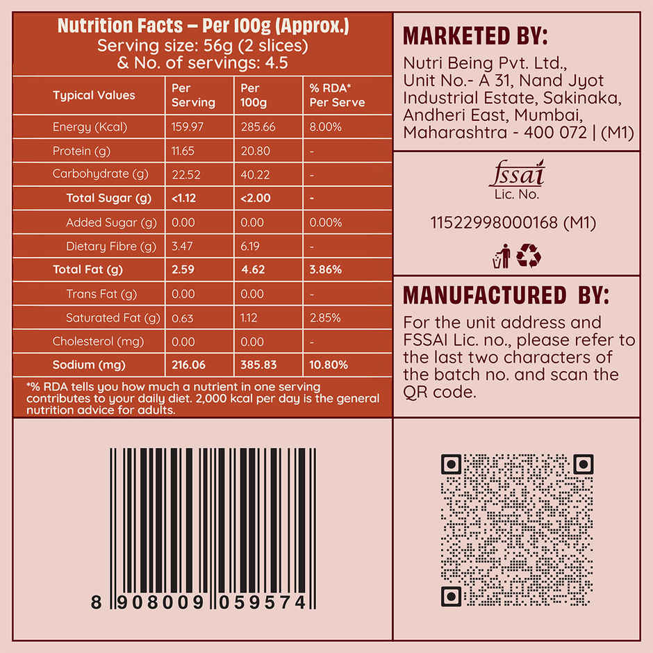 The Health Factory Super Protein Bread | Zero Maida | 52g High Protein | Whole Wheat Bread