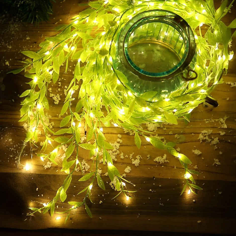 Desidiya Leaves Fairy 5 W Decorative Led Lights, 200 LEDs, 8 Modes, Adjustable Brightness, Perfect for Bedroom, Garden, Birthday & Festive Decor (10x3Feet) Corded Electric - Green Color