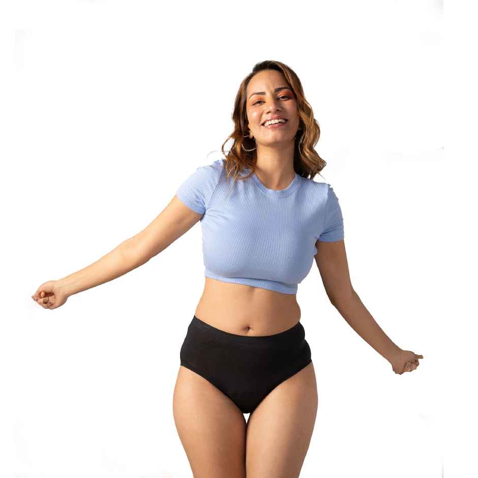 Mahina Modal Reusable Heavy Flow Period Panty for Girls & Women | Mid-Waist | Black - XL