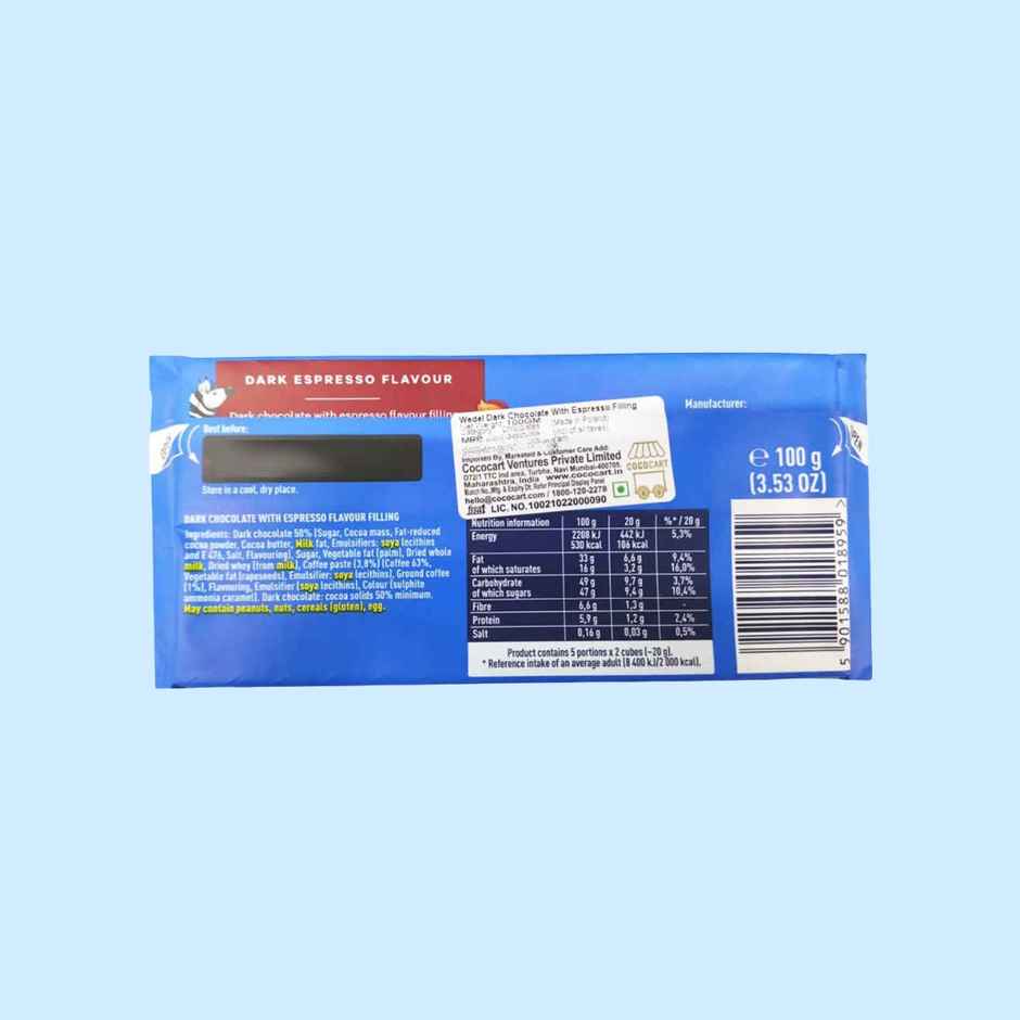 Wedel Dark Chocolate With Espresso Filling Bar