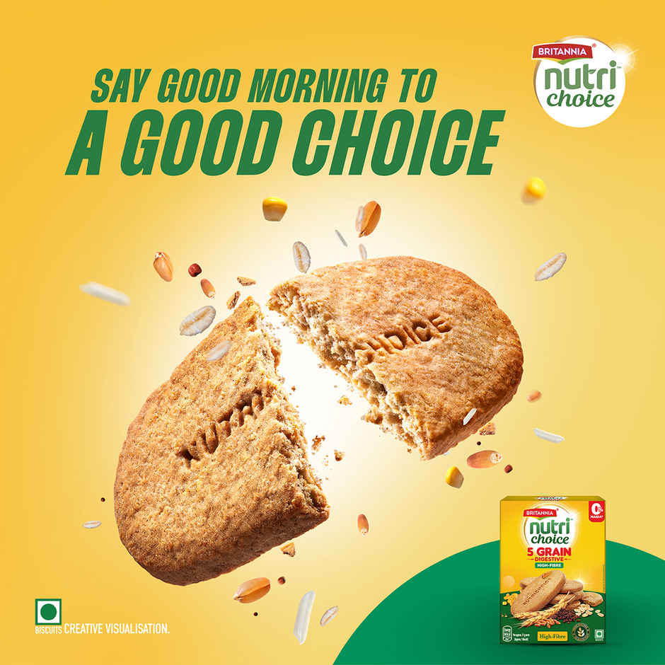 Britannia 5 Grain High-Fibre Biscuits Multigrain Digestive Biscuits | Maida-Free And Trans Fat-Free