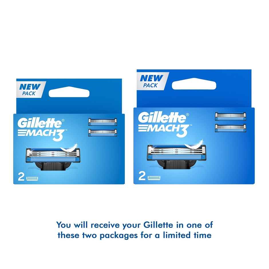 Gillette Mach 3 Shaving Razor Blades For Men (2 Cartridges) Combo 