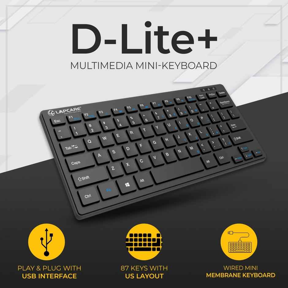 Lapcare Wired Mini Keyboard | 2.4 GHz | 87 Chocolate Keys | Compatible with Windows PC-Laptop-MAC