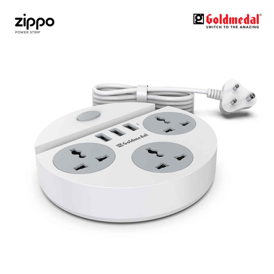 Goldmedal Zippo 1.5-Meter Extension Cord | 3 USB Charging Ports & Mobile Holder