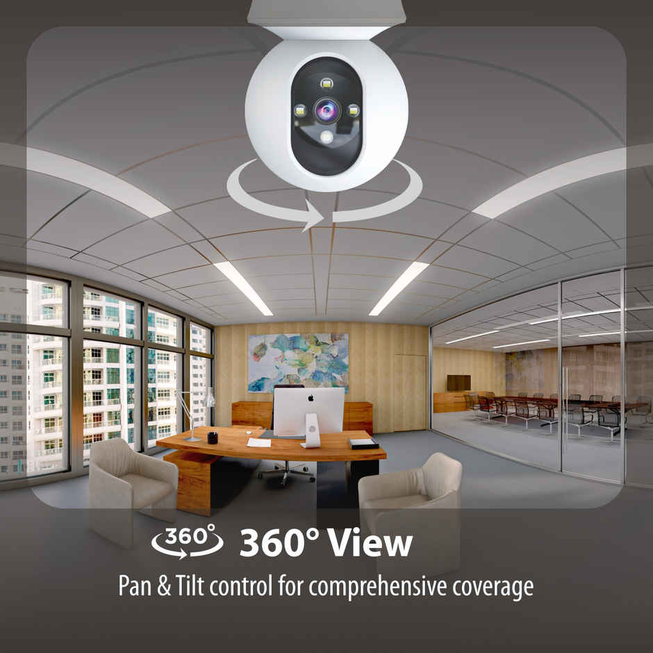 CP PLUS EZ-P34Q 3MP Wi-Fi PT Camera | 30M IR, Color Night Vision White LED & Google Home Support