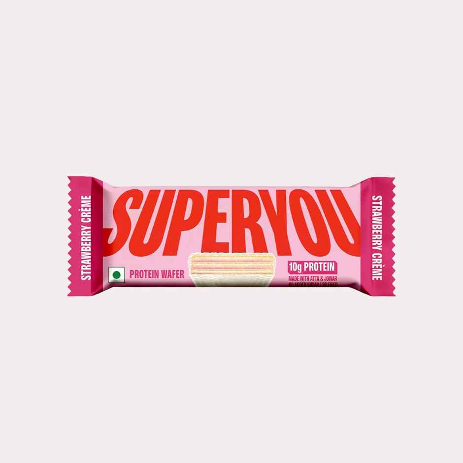 SuperYou 10g Protein Wafer Bar - Strawberry Creme (Made with Atta & Jowar. No Added Sugar.)