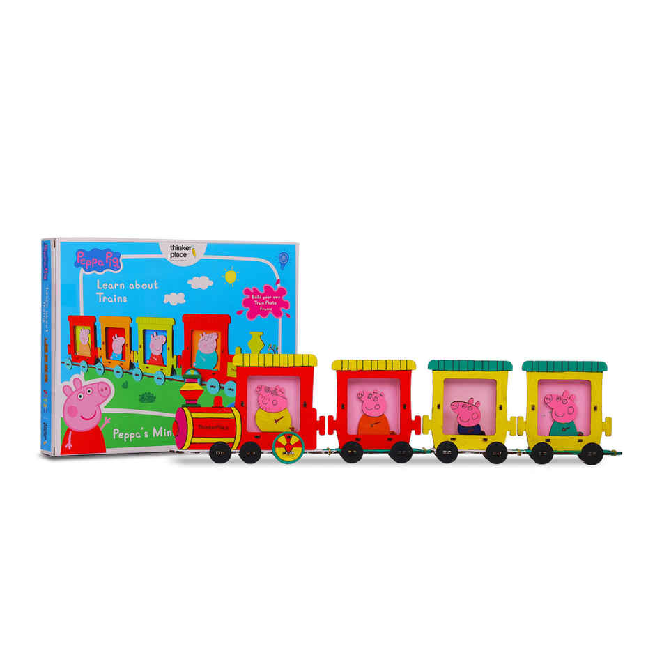 ThinkerPlace Peppa Pig DIY Mini Train Photo Frame | Build & Color Fun Train Toy (Age 3+)