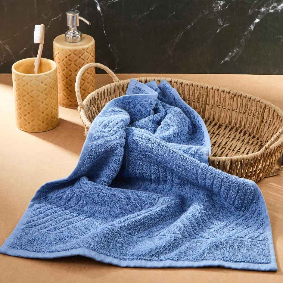 Fabindia Blue Cotton Woven Hand Towel