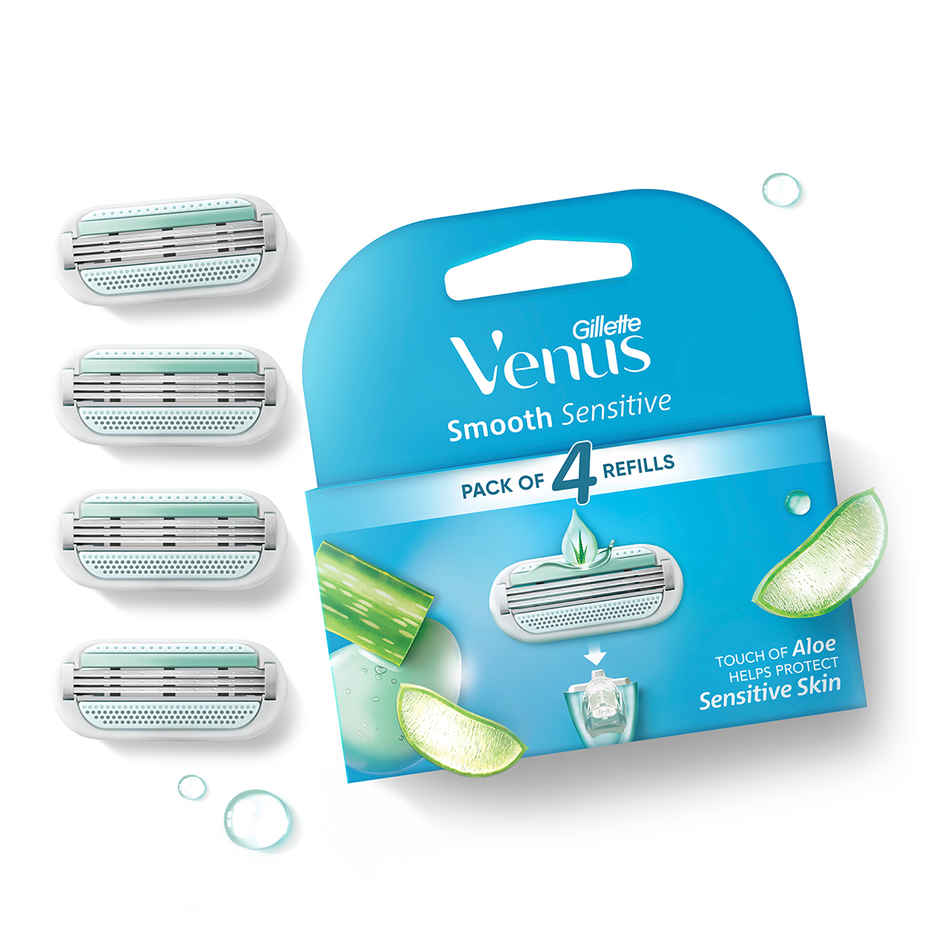 Gillette Venus Hair Removal Razor Blades/Refills/Cartridges For Women 4s (Aloe Vera Glidestrip)