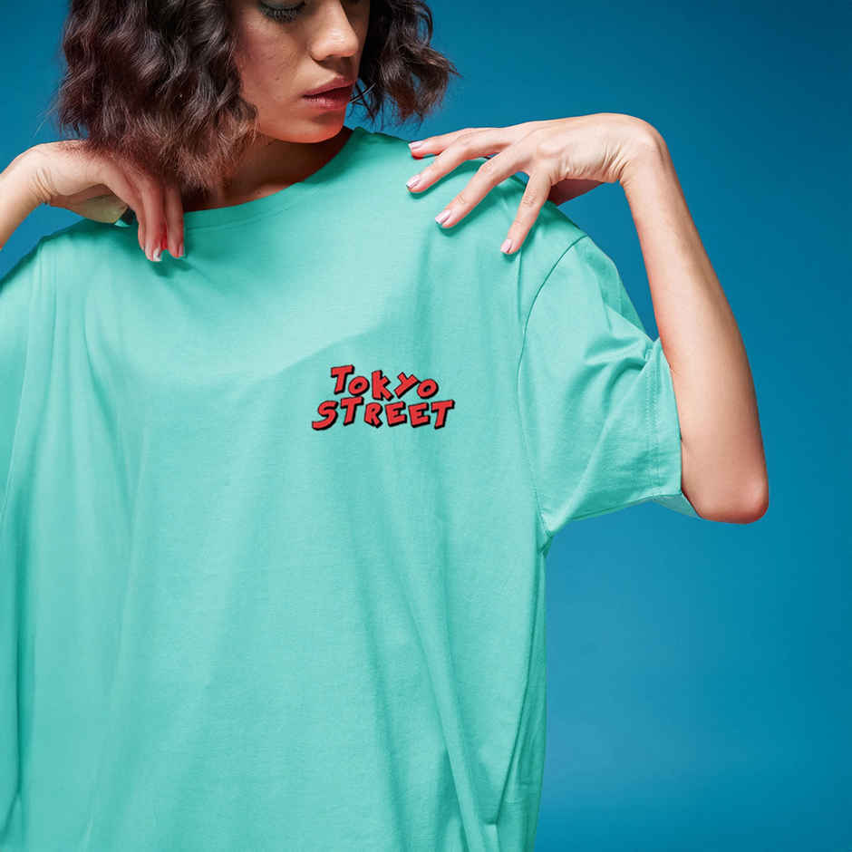 Smartees Womens Oversize Printed T-shirt | WW - 2028 | Sea Green | L