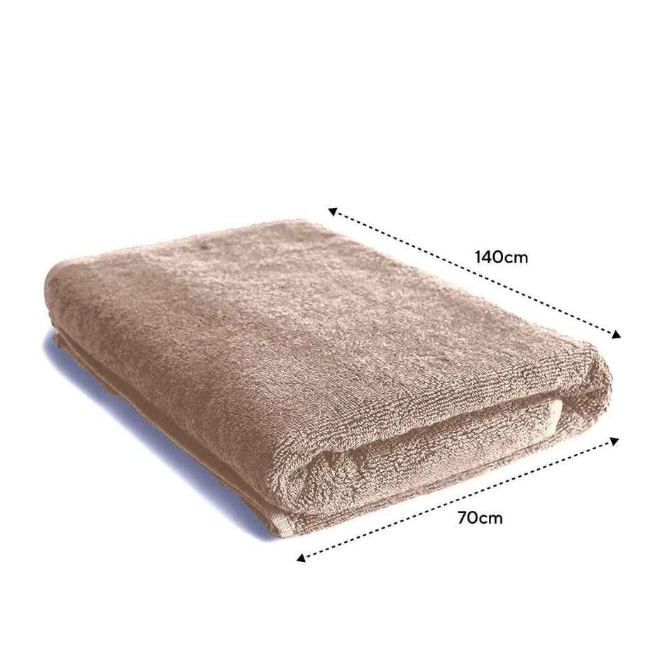 BAY6 100% Cotton Bath Towel - 140 cm x 70 cm | 400 GSM - Beige