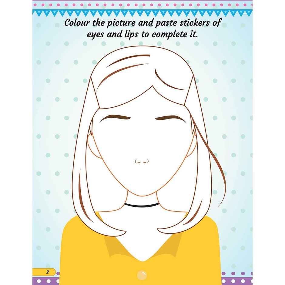 Make A Pretty Face With 160+ Stickers - Colouring And Sticker Activity Book For Kids Age 3-6 Year