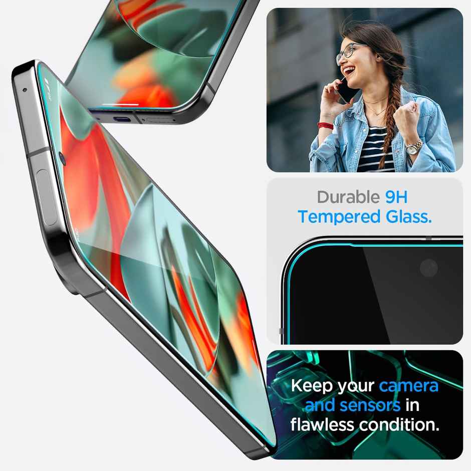 Spigen EZ Fit Tempered Glass Screen Protector Guard For Pixel 9 Pro XL (2 Pack)