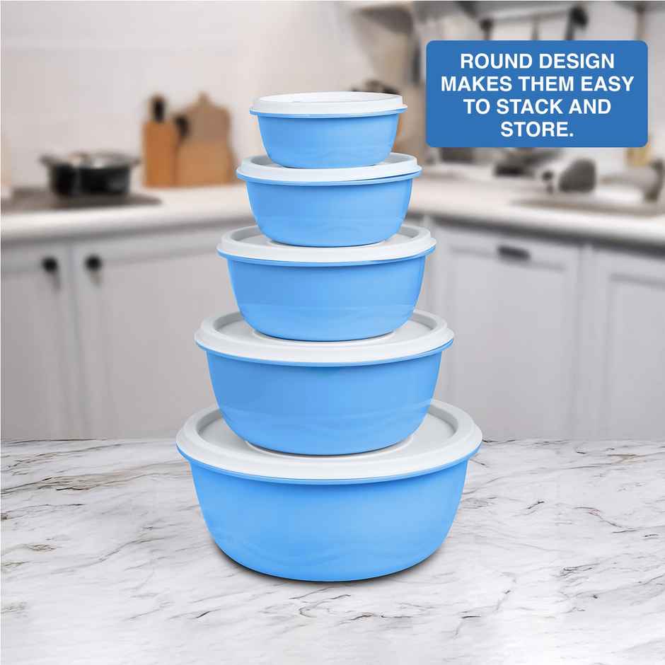 BAY6 Round Container Set With Lid - Blue 5pcs