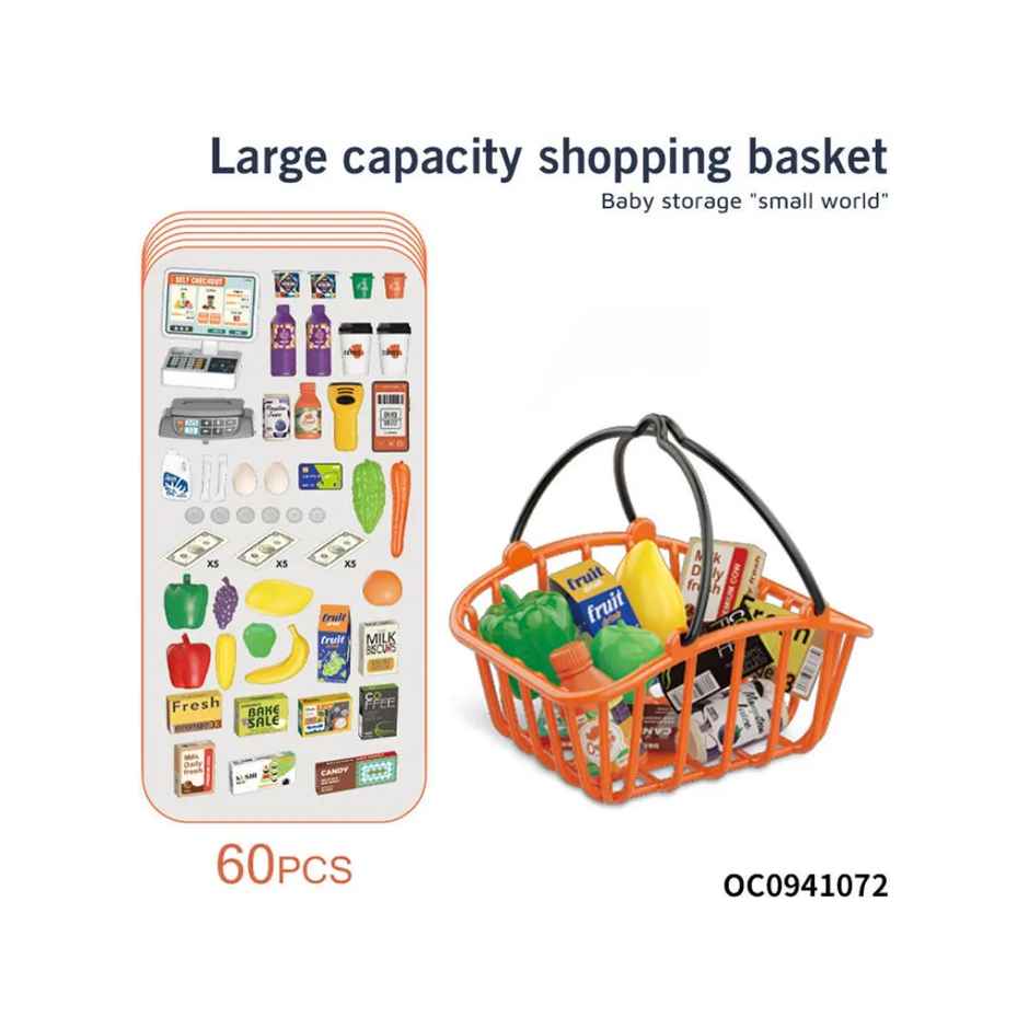 Toyshine 60Pc Supermarket Cash Register Playset With Scanner and Pretend Play Foods