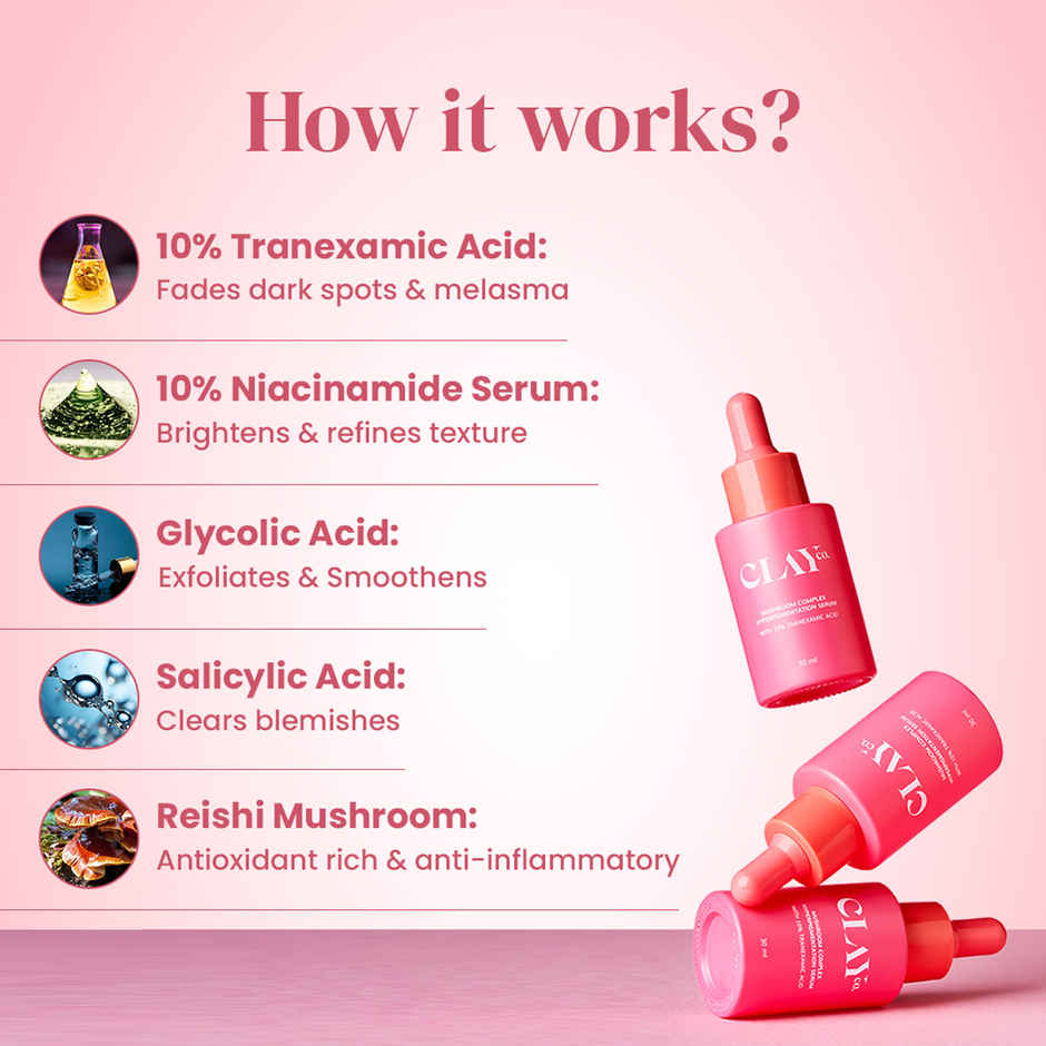 Clayco Hyperpigmentation Mushroom Complex Serum With 10% Tranexamic Acid and 10% Niacinamide
