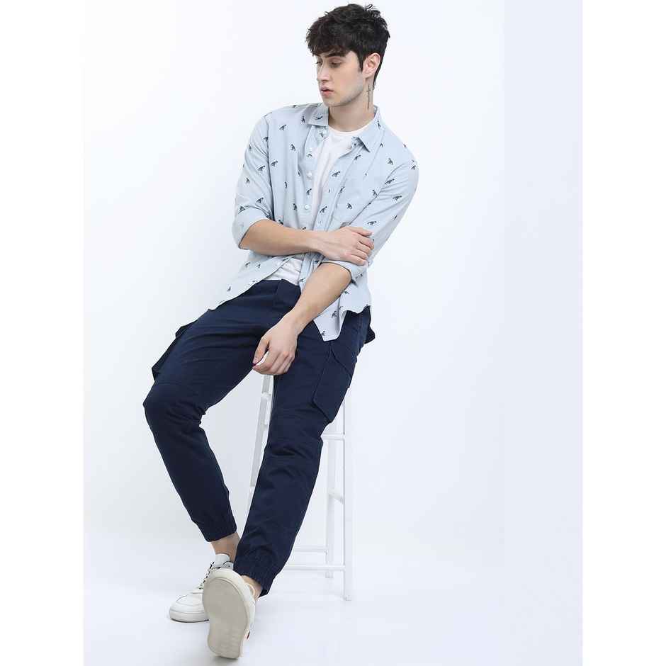Ketch Men Blue Slim Fit Conversational Printed Cotton Casual Shirt | Blue | S