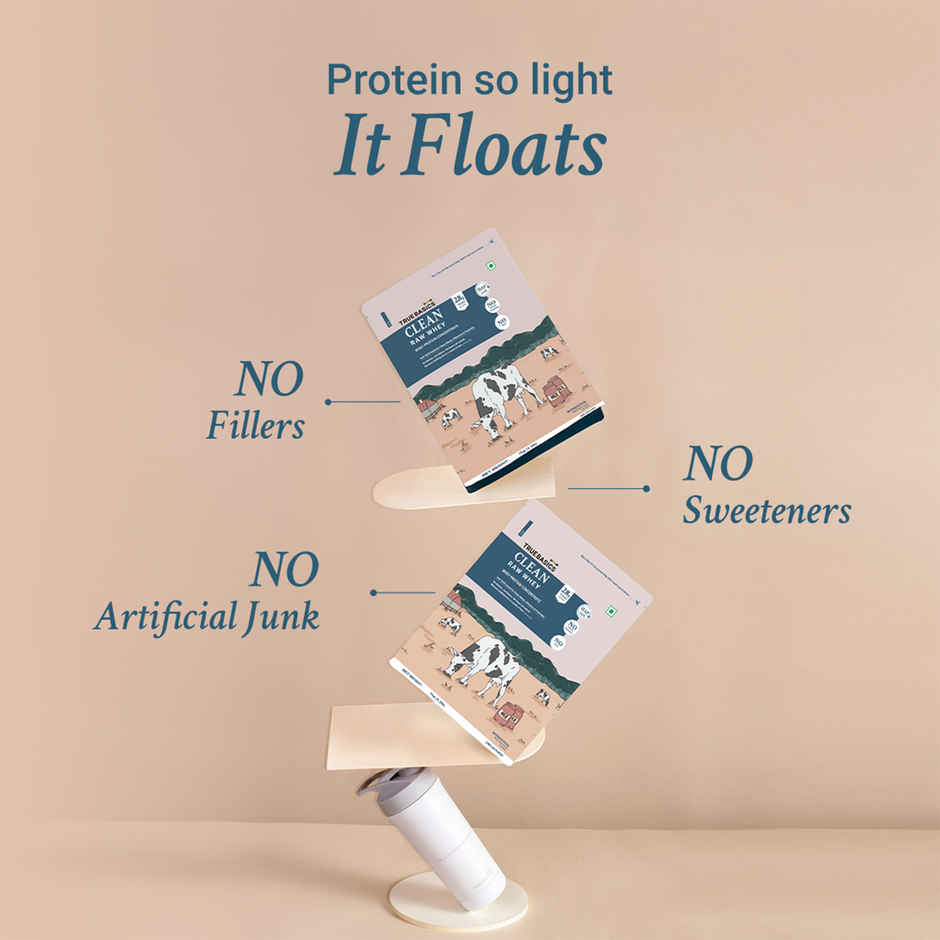 TrueBasics Clean Raw Whey Protein Concentrate Powder (Unflavoured)