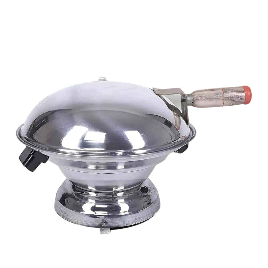 Kuber Industries Aluminum Gas Tandoor Bati Maker Oven 34x34x26 cm | Barbecue Grill | Silver