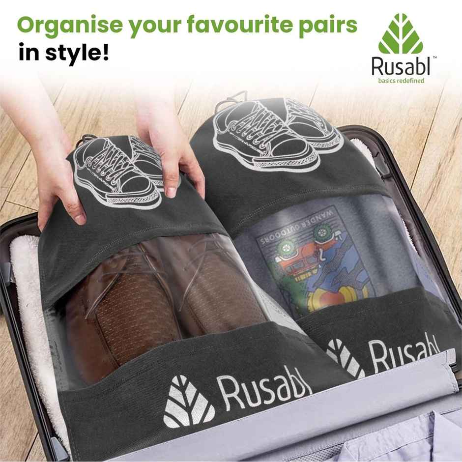 Rusabl Shoe Bag for Travel - Black | Travel Organiser for Women & Men
