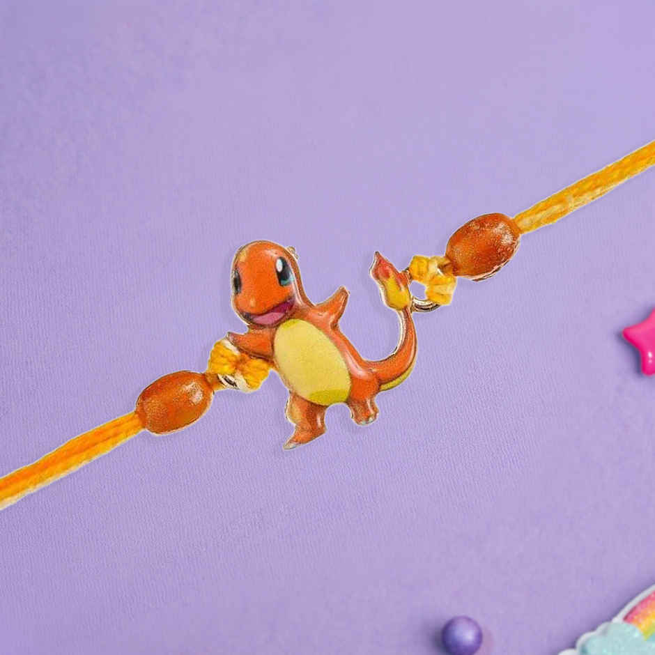 Kids Charmander Pokemon Rakhi for Bhai, Bhaiya with Roli Chawal | Pack of 1 | Ecraftindia